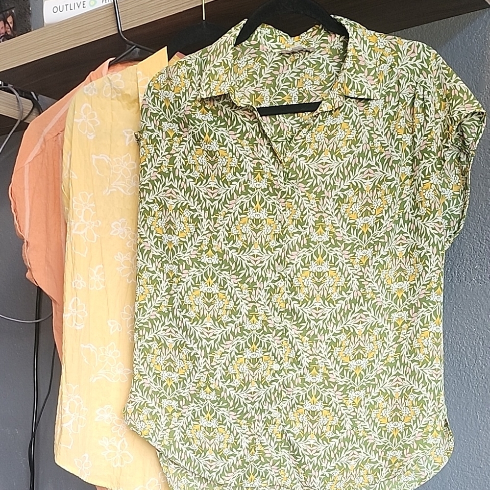 Button Down Shirt LotGreen and Yellow Floral Button Down Shirt